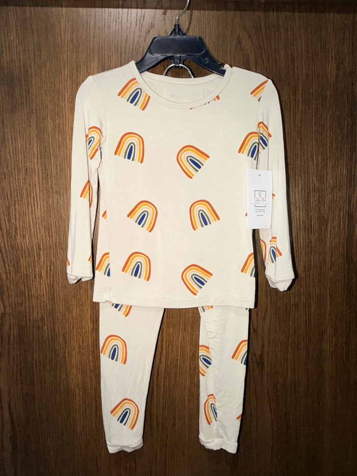 Kyte Baby Rust Rainbow Bamboo Pajama Set 2T EUC