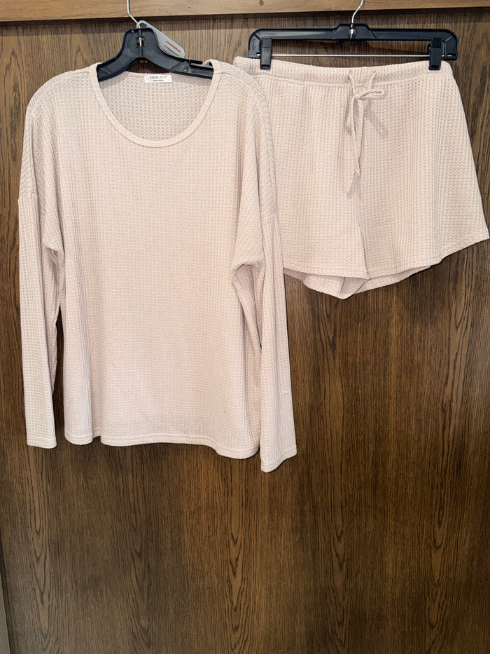 Boutique Women’s Oatmeal Waffle Knit Matching Set Size XL