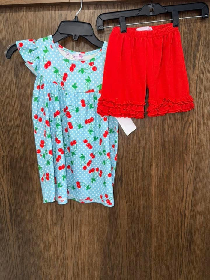 Adorable Sweetness Cherry Set Flutter Top & Shorties Size 5