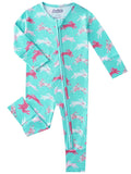 PoshTOT Little Flower Rabbit Bamboo Baby Convertible Zippy Romper: 9-12M
