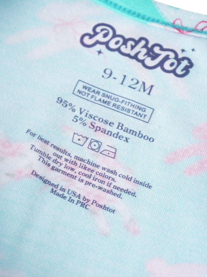 PoshTOT Little Flower Rabbit Bamboo Baby Convertible Zippy Romper: 9-12M